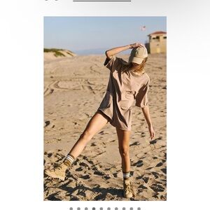 NWT fp movement by Free People Hot Shot Tee Romper in Mocha Latte size XL